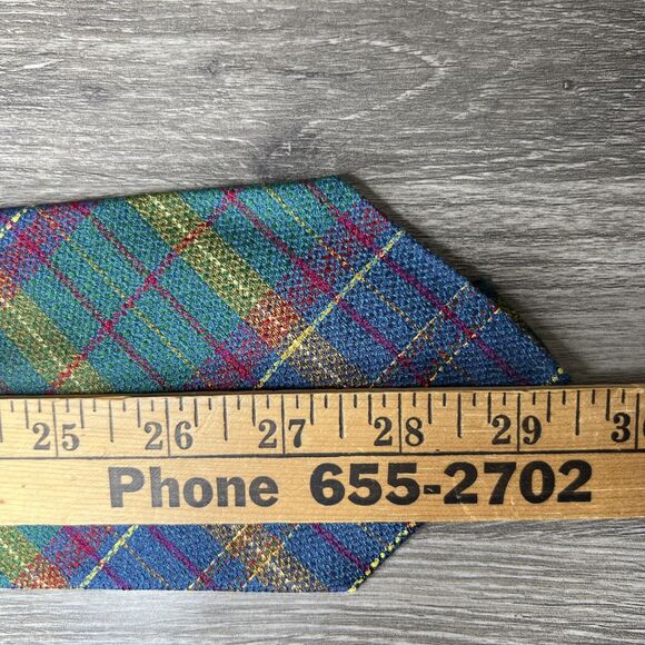 Kurt Geiger Vintage Silk Plaid Tie Made in the UK 59" - Picture 3 of 8